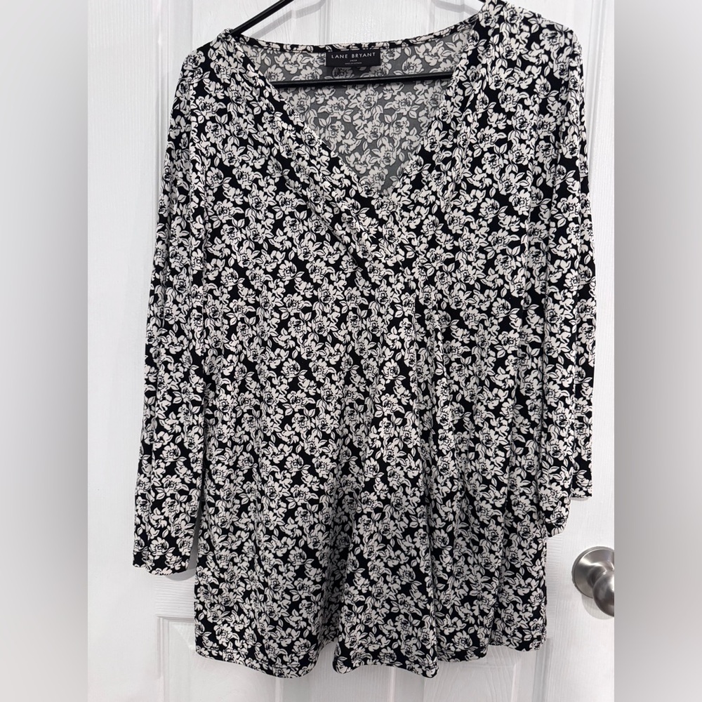 Lane Bryant Black and White Floral Top